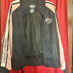 Harley-Davidson Black and Pink Women's Track-Style Jacket